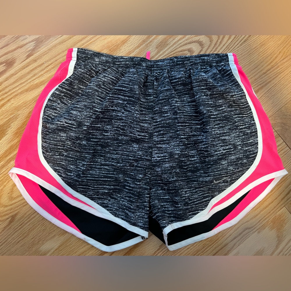 NIKE dri fit athletic running shorts pink black grey small